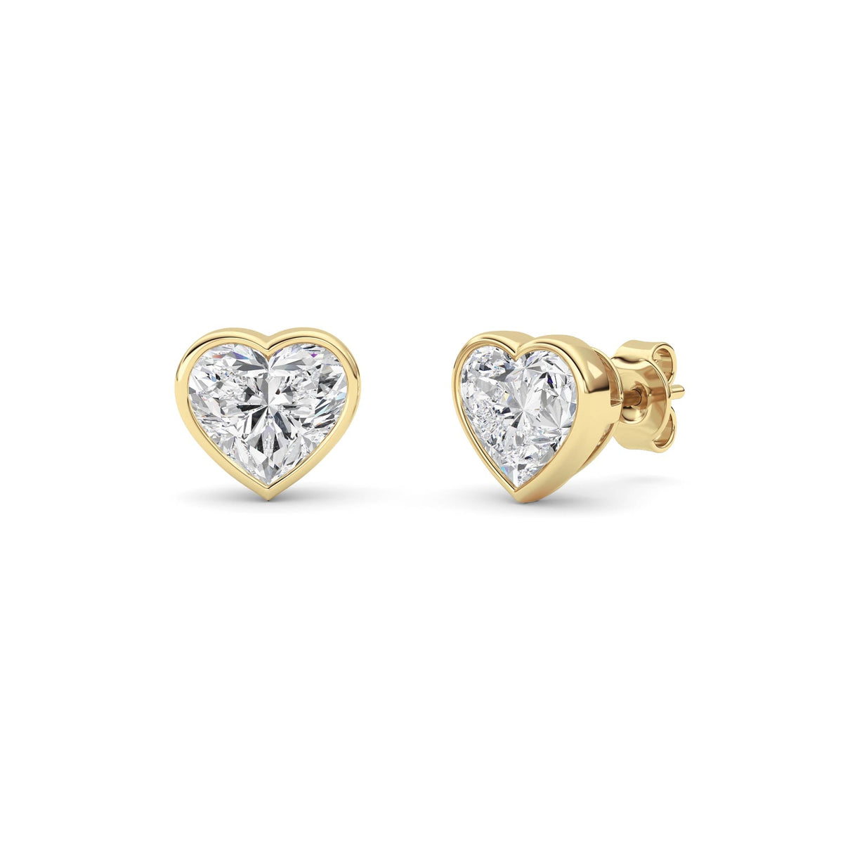 4CTW Heart Lab-Grown Diamond Bezel Set Stud Earrings 2 Stones