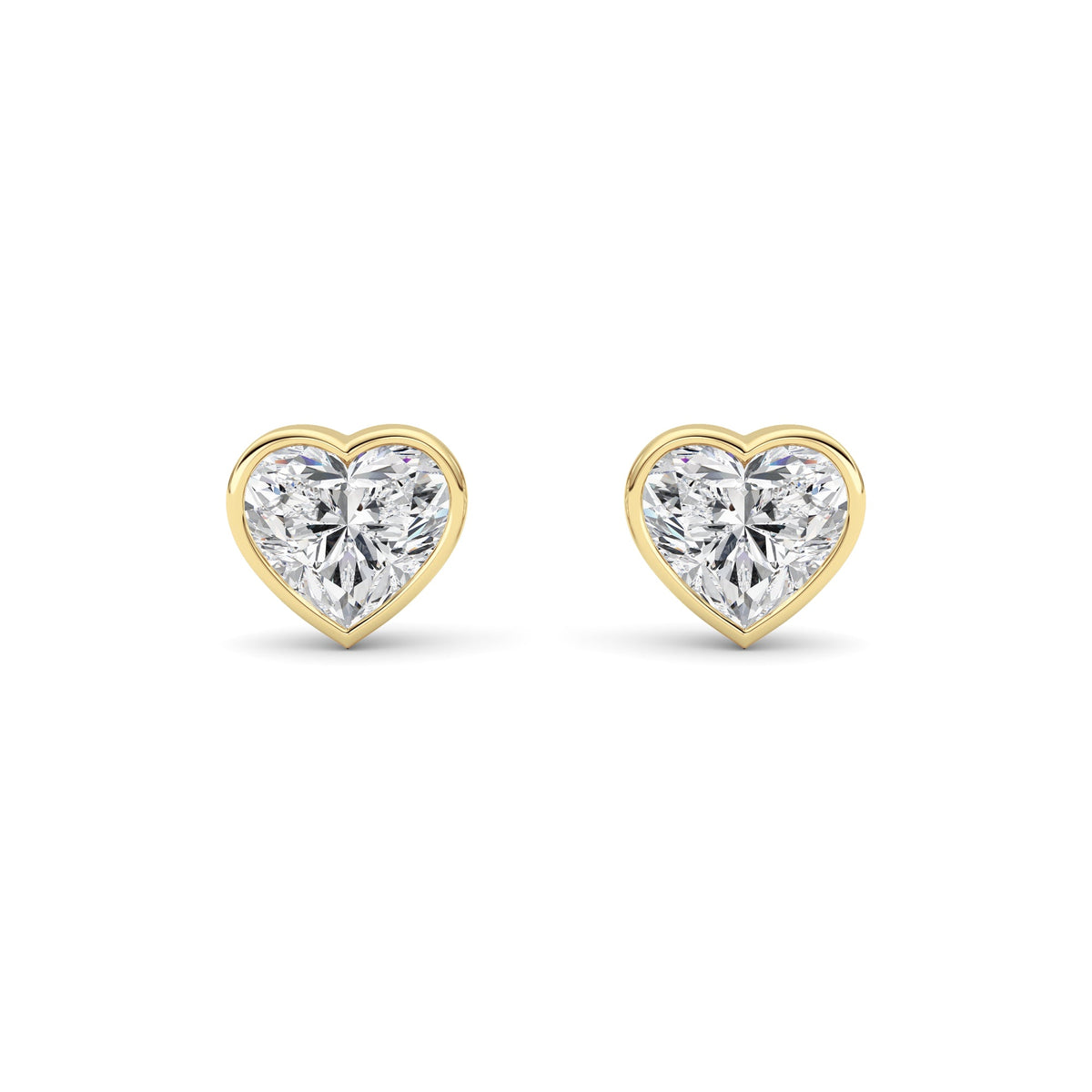 4CTW Heart Lab-Grown Diamond Bezel Set Stud Earrings 2 Stones