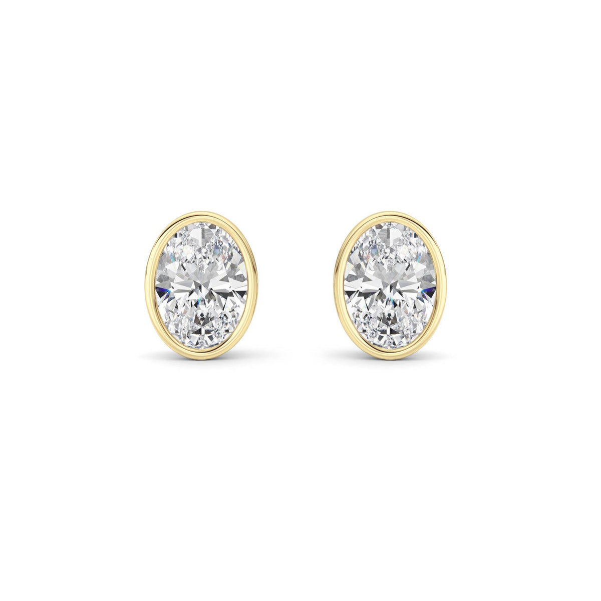 2CTW Oval Lab-Grown Diamond Bezel Set Stud Earrings 2 Stones