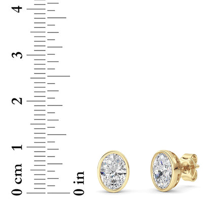 2CTW Oval Lab-Grown Diamond Bezel Set Stud Earrings 2 Stones
