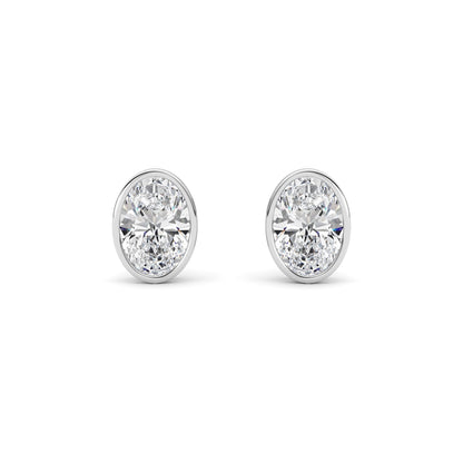 4CTW Oval Lab-Grown Diamond Bezel Set Stud Earrings 2 Stones