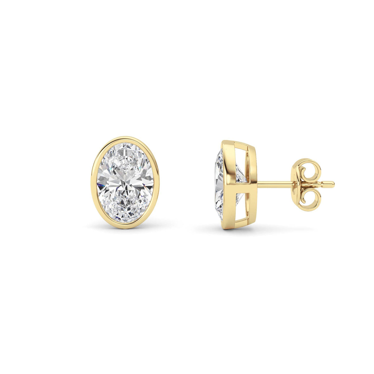 4CTW Oval Lab-Grown Diamond Bezel Set Stud Earrings 2 Stones
