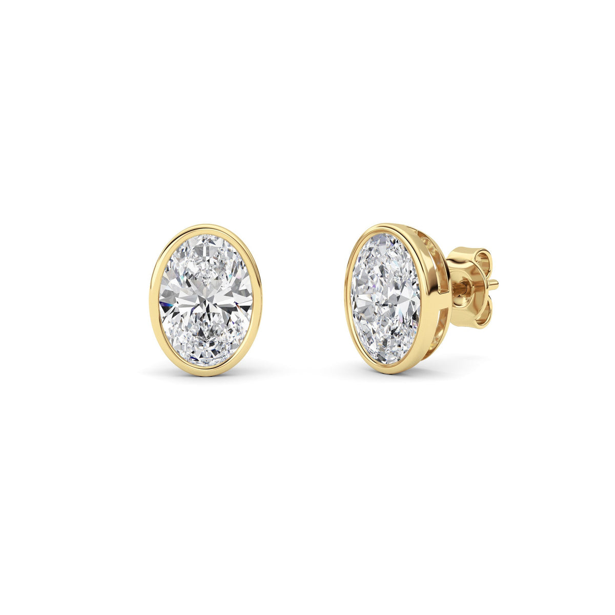 4CTW Oval Lab-Grown Diamond Bezel Set Stud Earrings 2 Stones