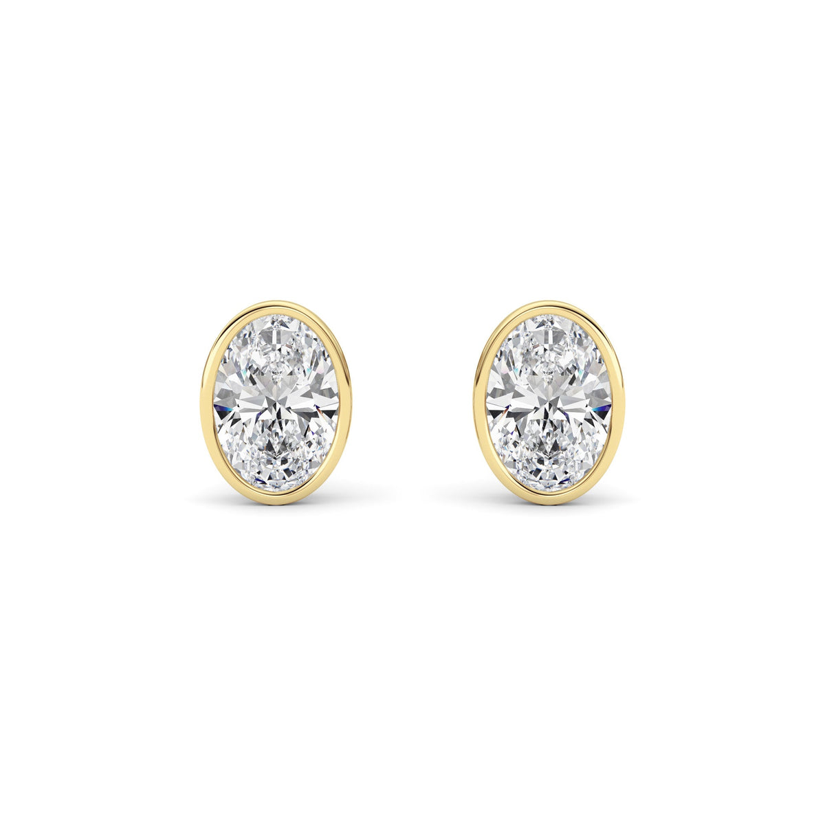 4CTW Oval Lab-Grown Diamond Bezel Set Stud Earrings 2 Stones