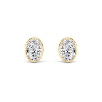 4CTW Oval Lab-Grown Diamond Bezel Set Stud Earrings 2 Stones