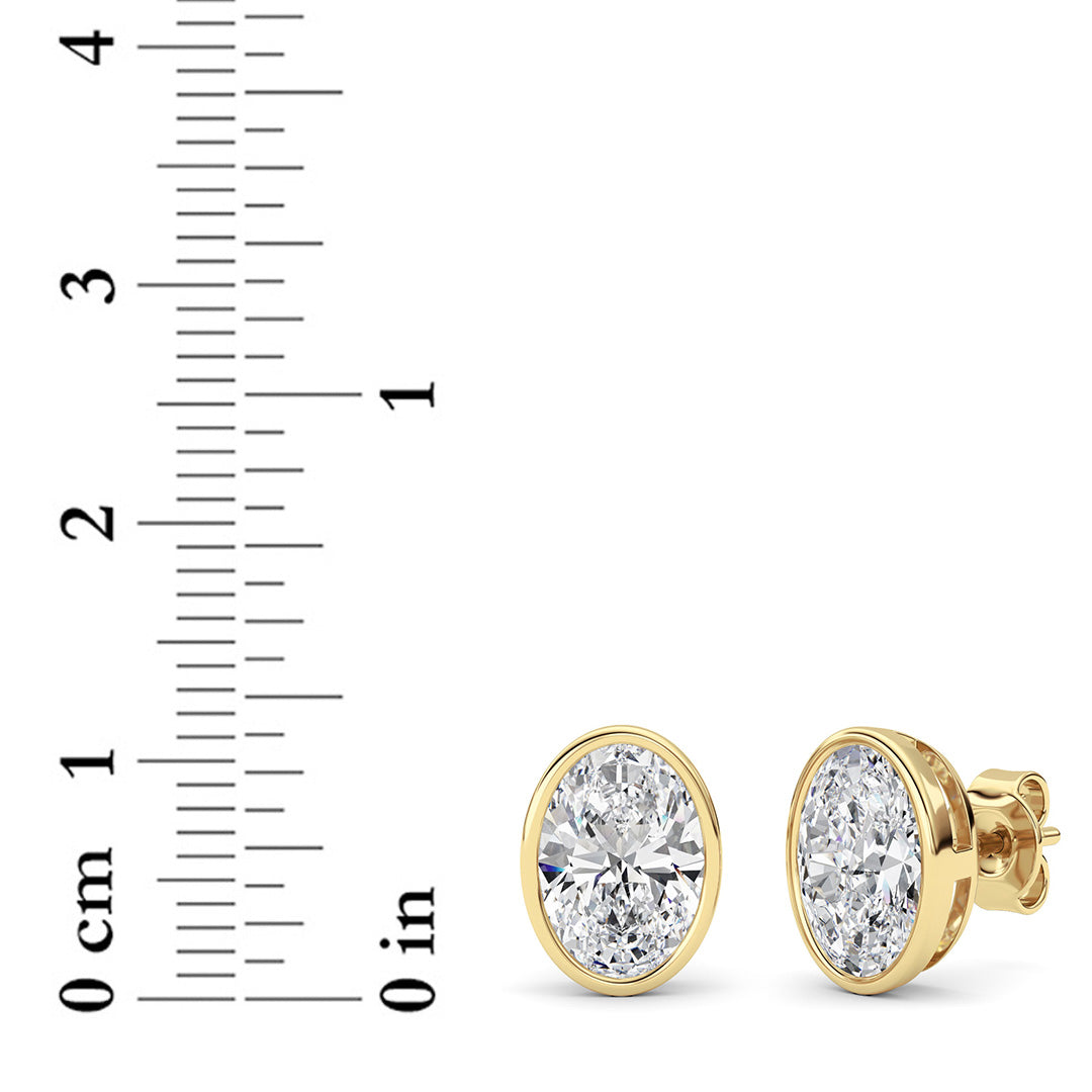 4CTW Oval Lab-Grown Diamond Bezel Set Stud Earrings 2 Stones