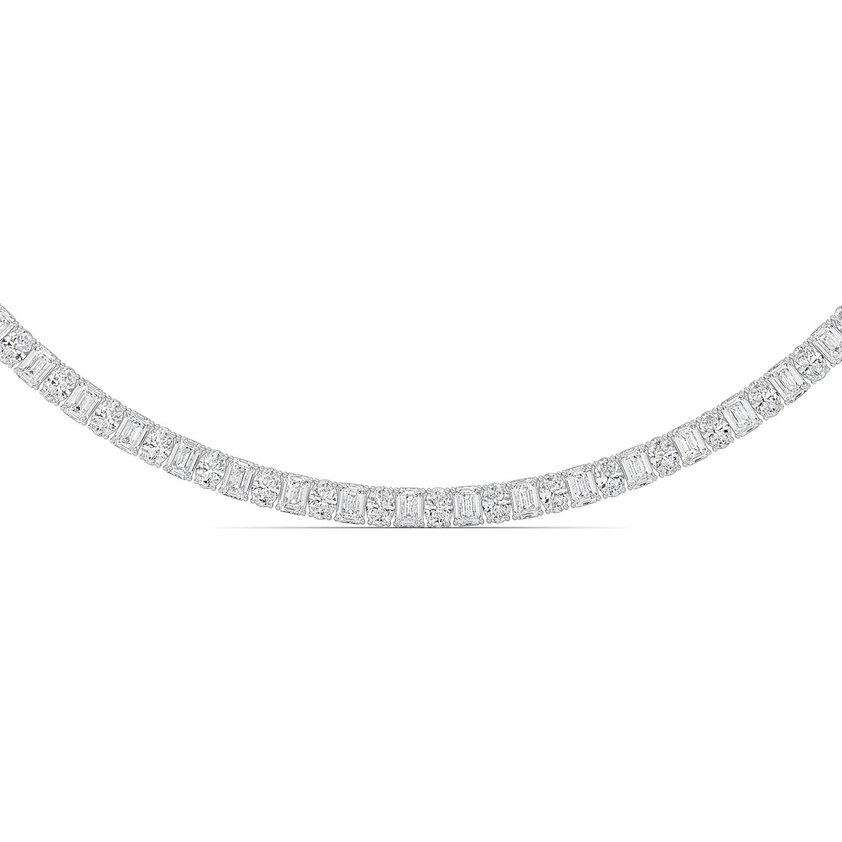 33CTW Emerald Lab-Grown Diamond Prong Necklace 128 Stones