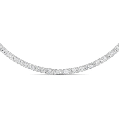 33CTW Emerald Lab-Grown Diamond Prong Necklace 128 Stones