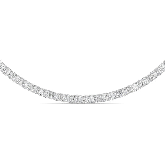 33CTW Emerald Lab-Grown Diamond Prong Necklace 128 Stones