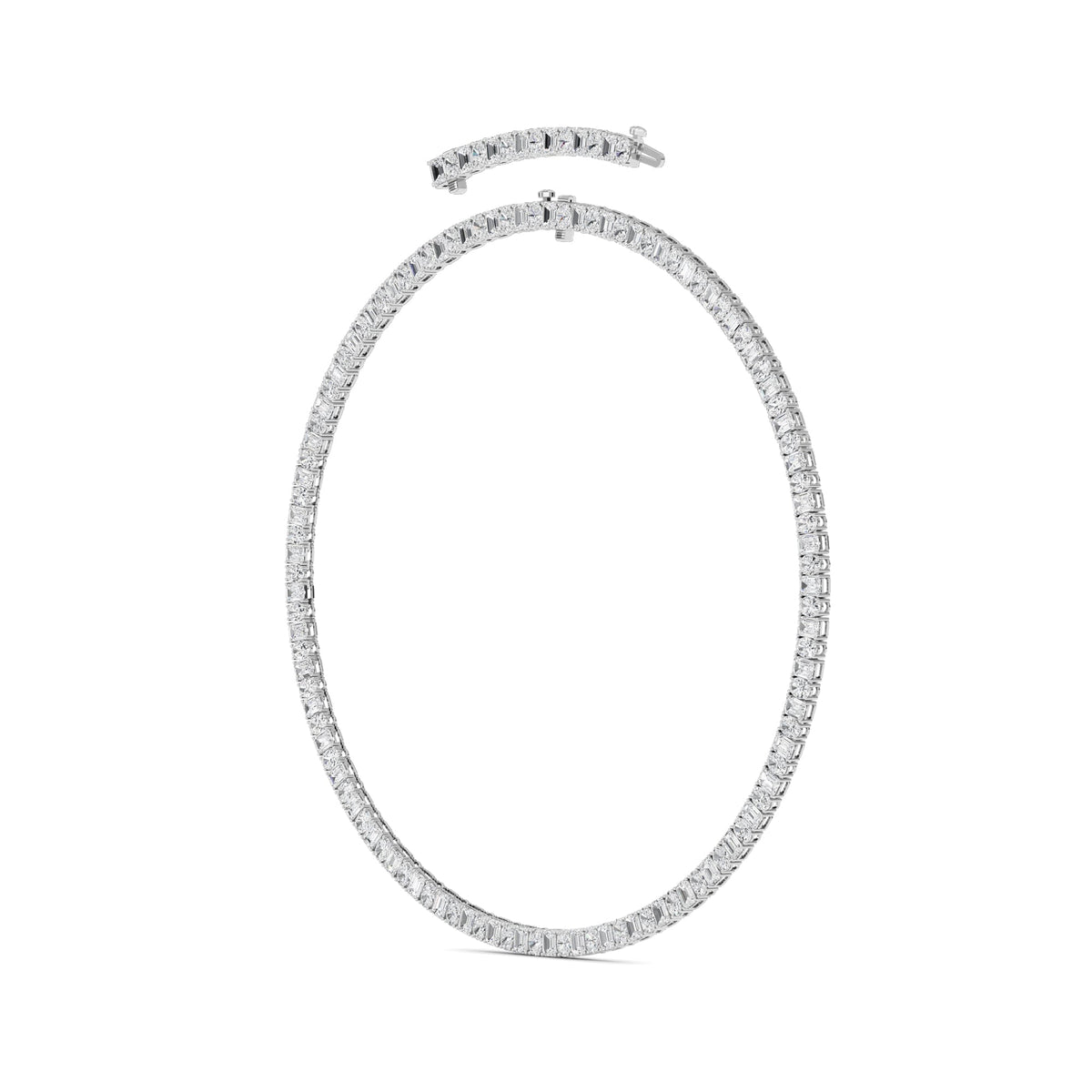 33CTW Emerald Lab-Grown Diamond Prong Necklace 128 Stones