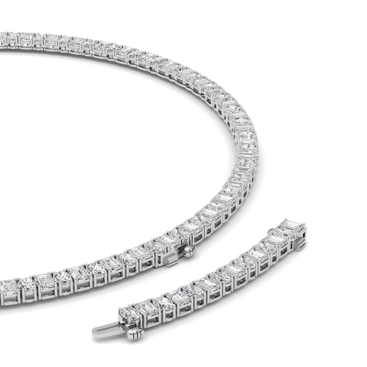 33CTW Emerald Lab-Grown Diamond Prong Necklace 128 Stones