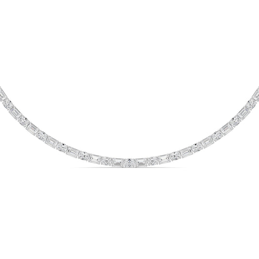 25CTW Emerald Lab-Grown Diamond Prong Necklace 108 Stones