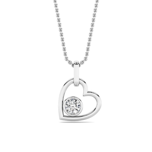 0.33CTW Round Lab-Grown Diamond Bezel Heart Pendant 1 Stone