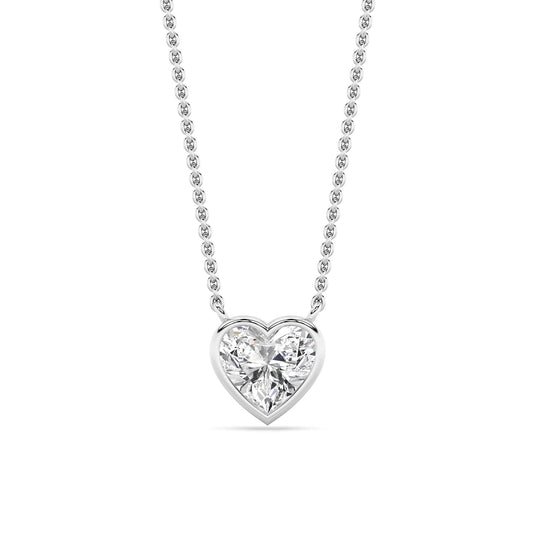 1CTW Heart Shape Lab-Grown Diamond Bezel Pendant Necklace 1 Stone