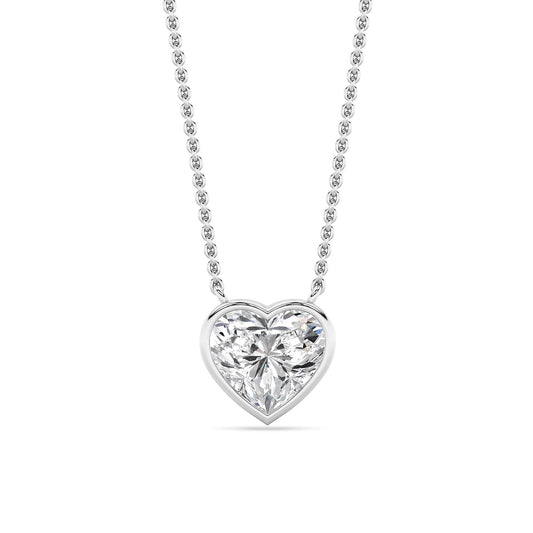 2CTW Heart Shape Lab-Grown Diamond Bezel Pendant Necklace 1 Stone