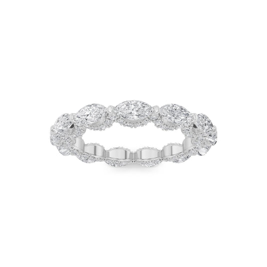 2.5CTW Marquise Lab-Grown Diamond Prong Eternity Band Ring 143 Stones