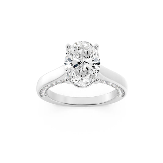 1.33CTW Oval Lab-Grown Diamond Prong Accented Bridge Shank Engagement Ring 43 Stones