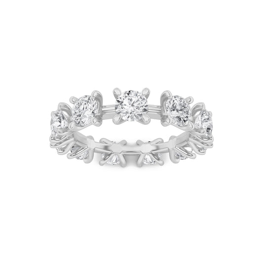 3CTW Round Lab-Grown Diamond Prong Eternity Band Ring 11 Stones - White Gold