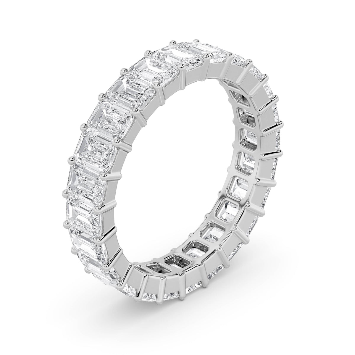2.9CTW Emerald Lab-Grown Diamond Split Prong Eternity Ring