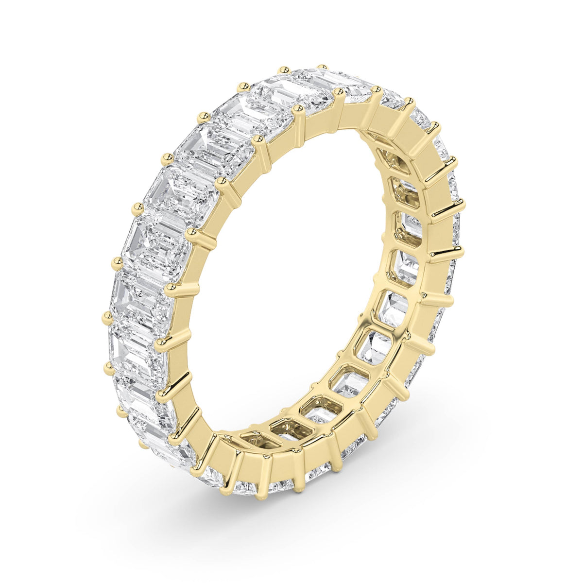2.9CTW Emerald Lab-Grown Diamond Split Prong Eternity Ring