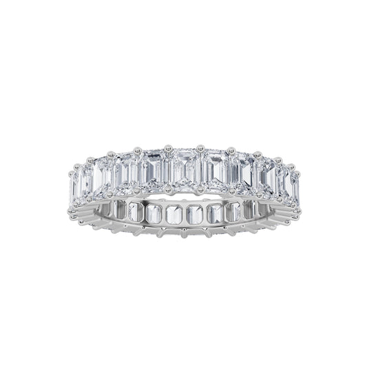 4CTW Emerald Lab-Grown Diamond Split Prong Eternity Ring 27 Stones