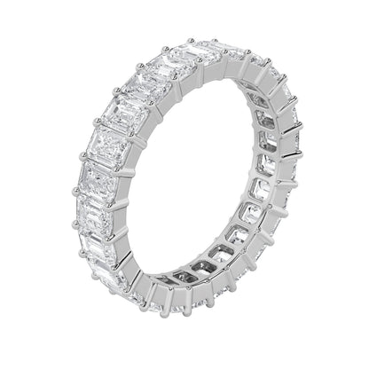 4CTW Emerald Lab-Grown Diamond Split Prong Eternity Ring 27 Stones
