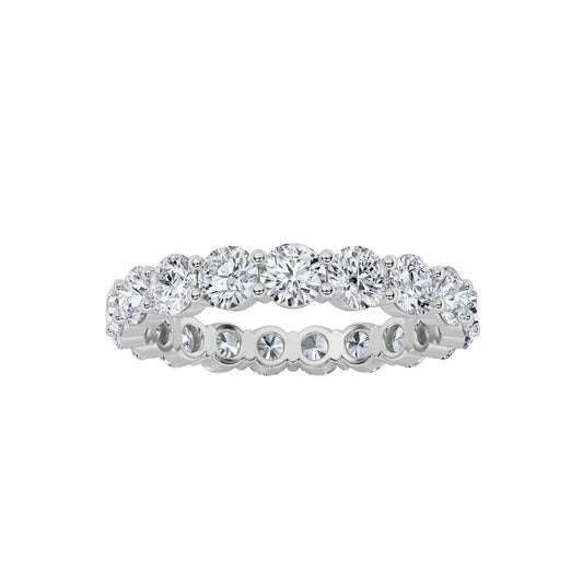 2.7CTW Round Lab-Grown Diamond Split Prong Eternity Ring 18 Stones