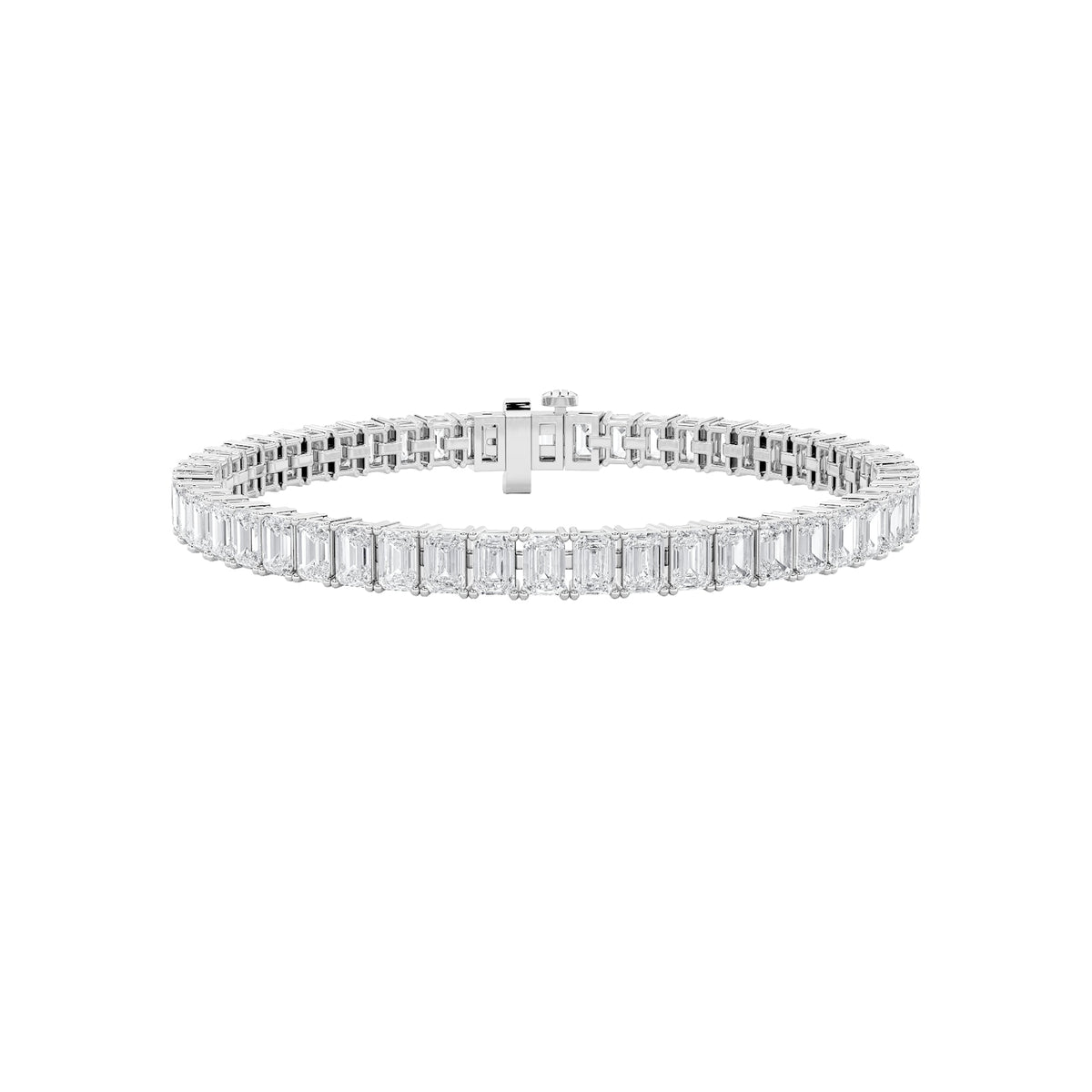 12.5CTW Emerald Lab-Grown Diamond Prong East West Line Bracelet 53 Stones F Color