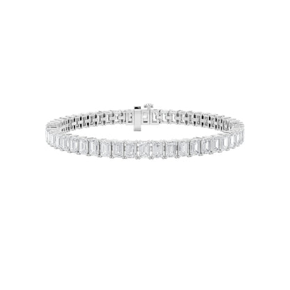 12.5CTW Emerald Lab-Grown Diamond Prong East West Line Bracelet 53 Stones F Color
