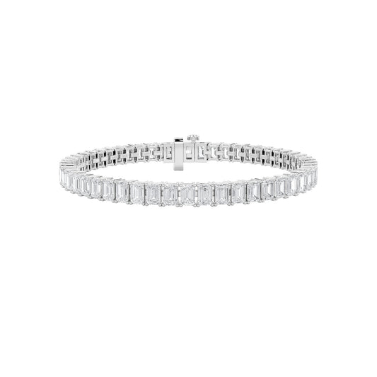 12.5CTW Emerald Lab-Grown Diamond Prong East West Line Bracelet 53 Stones F Color