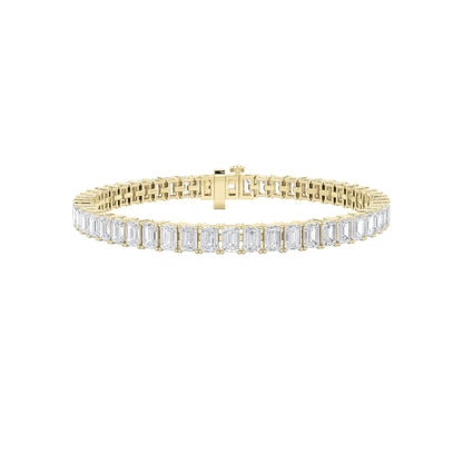 12.5CTW Emerald Lab-Grown Diamond Prong East West Line Bracelet 53 Stones F Color