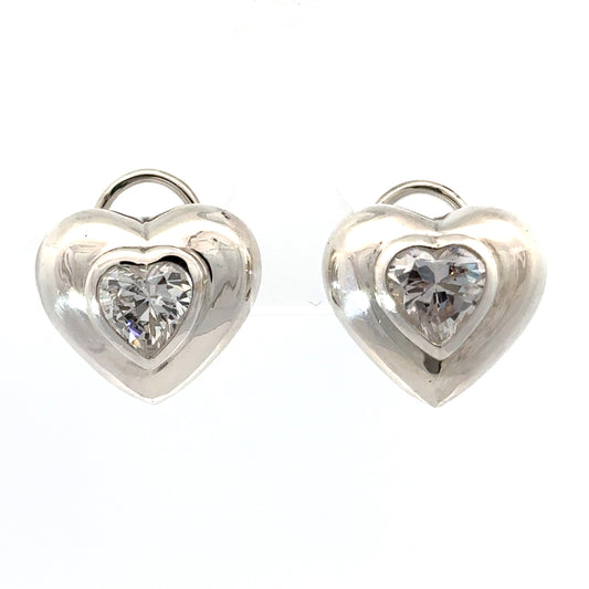 Heart CZ Earrings in Silver