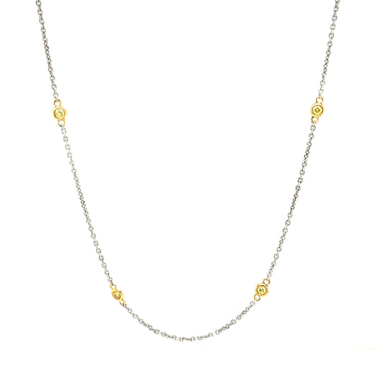 Cable Link Yellow Diamond Necklace in 18K White & Yellow Gold