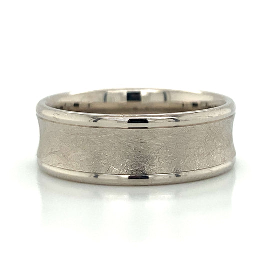 14k White Gold Concave Band