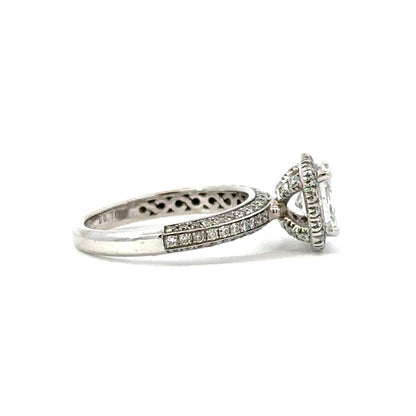 Halo Engagement Ring in 18k White Gold
