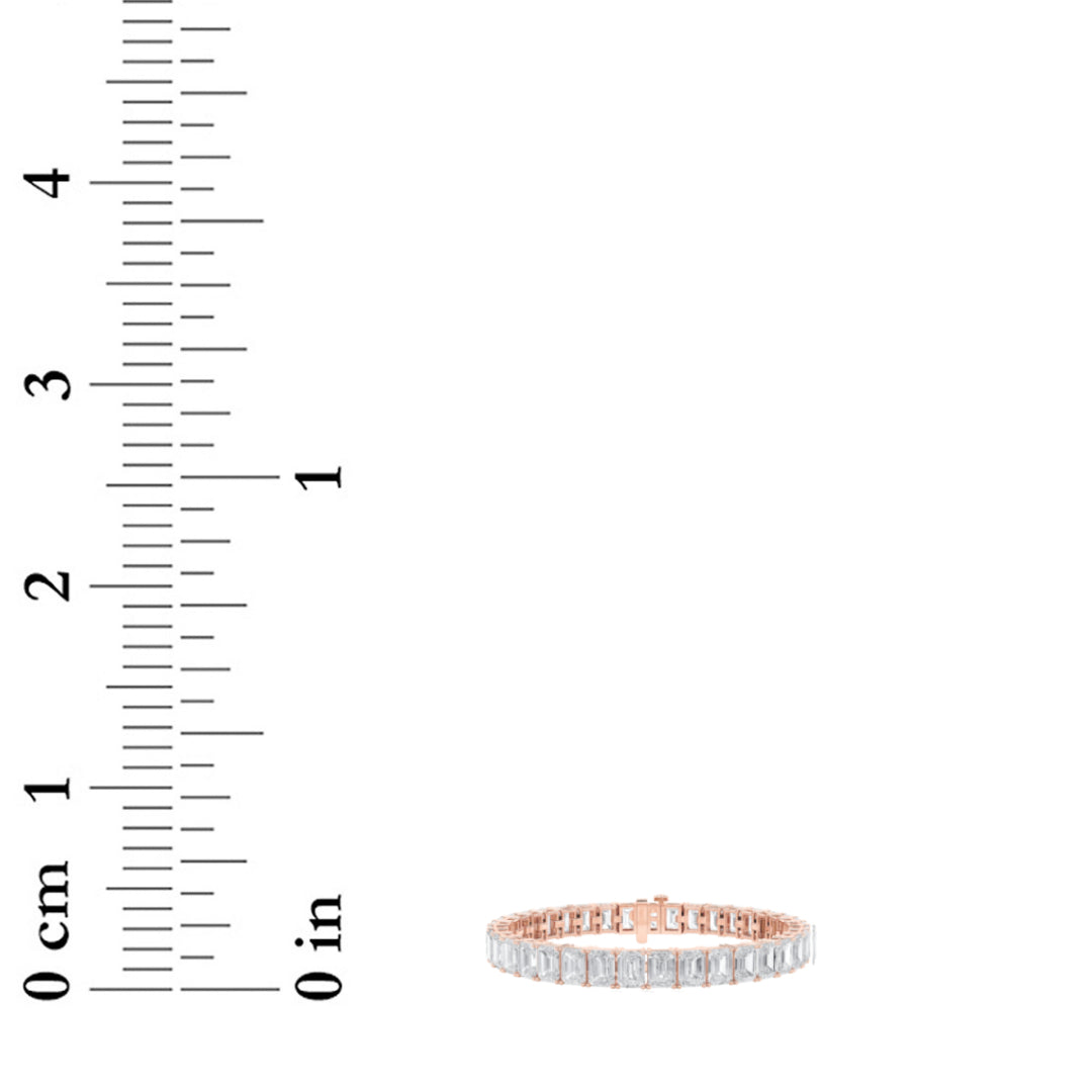 12.5CTW Emerald Lab-Grown Diamond Prong East West Line Bracelet 53 Stones G Color