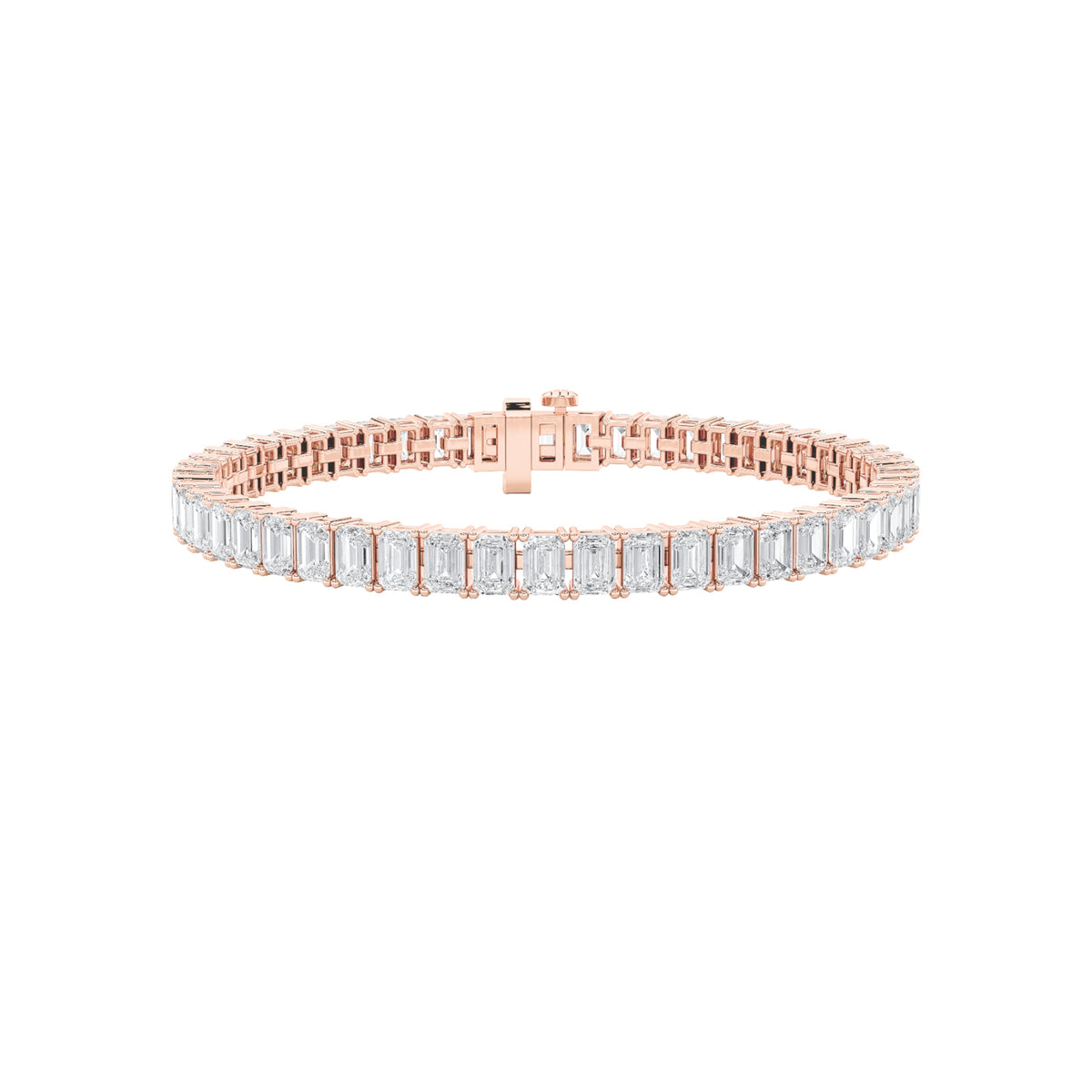 15CTW Emerald Lab-Grown Diamond Prong East West Line Bracelet 47 Stones - 7 Inch