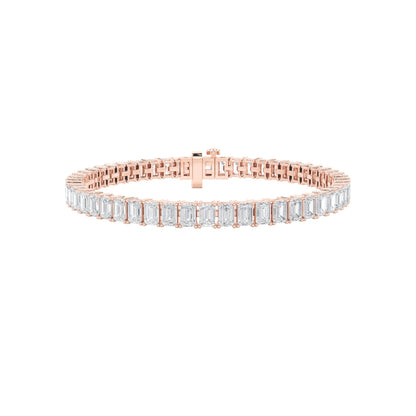15CTW Emerald Lab-Grown Diamond Prong East West Line Bracelet 47 Stones - 7 Inch