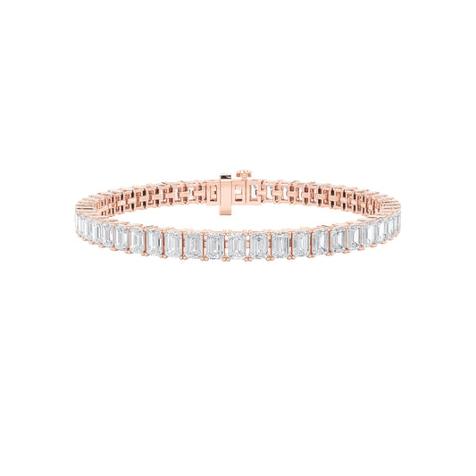 15CTW Emerald Lab-Grown Diamond Prong East West Line Bracelet 47 Stones - 7 Inch