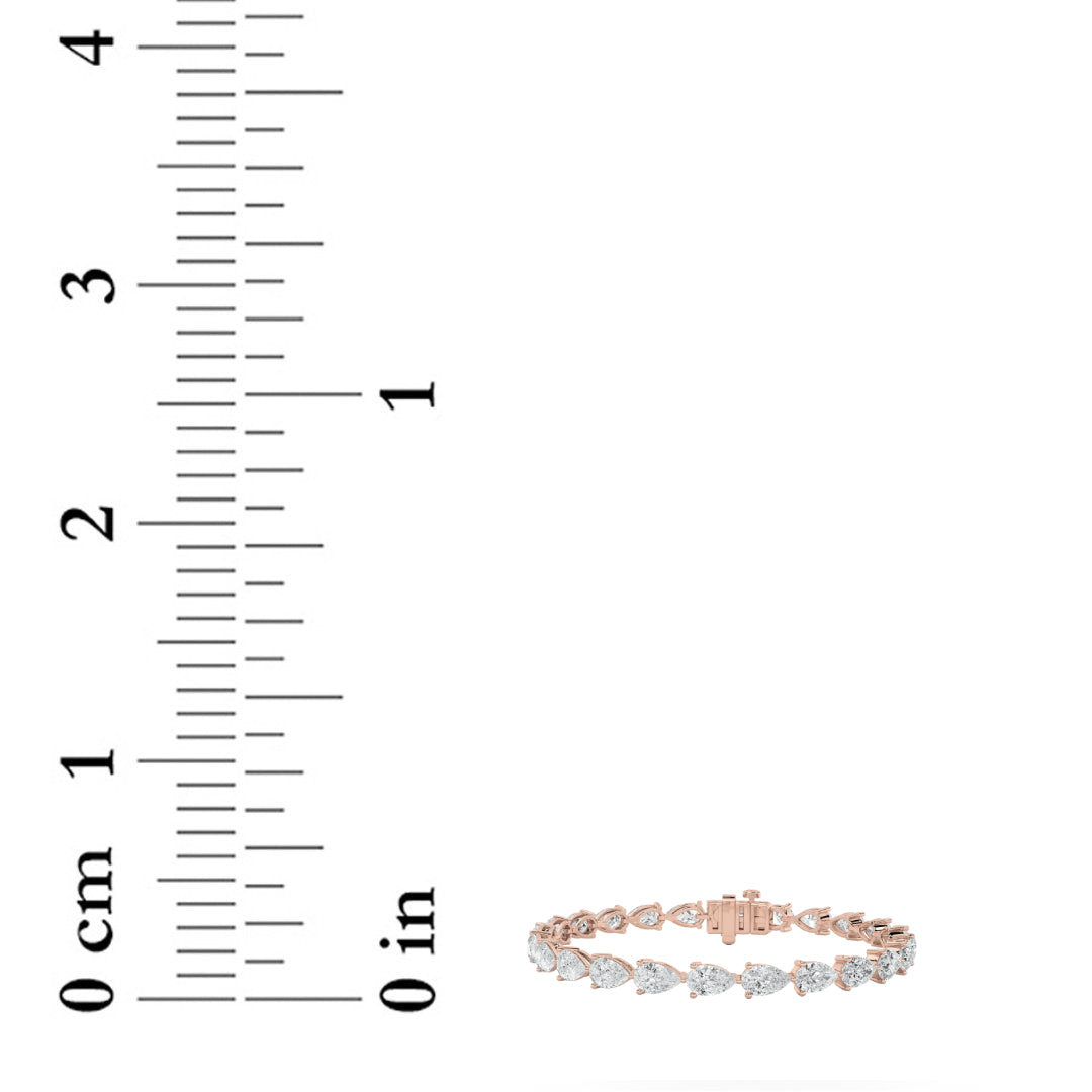 10CTW Pear Lab-Grown Diamond Prong Fancy Line Bracelet 25 Stones