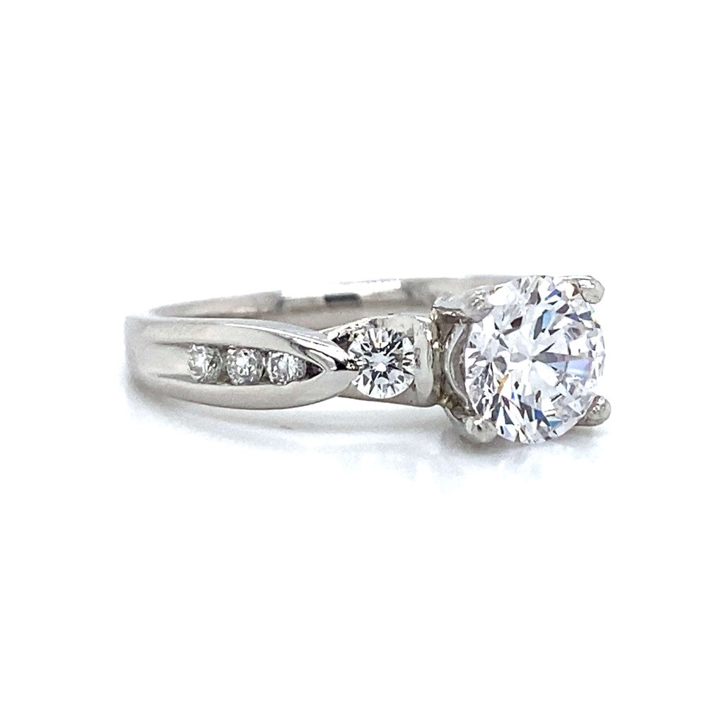 Verragio Three Stone Round & Pave Set Engagement Ring in Platinum