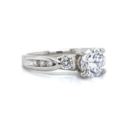 Verragio Three Stone Round & Pave Set Engagement Ring in Platinum