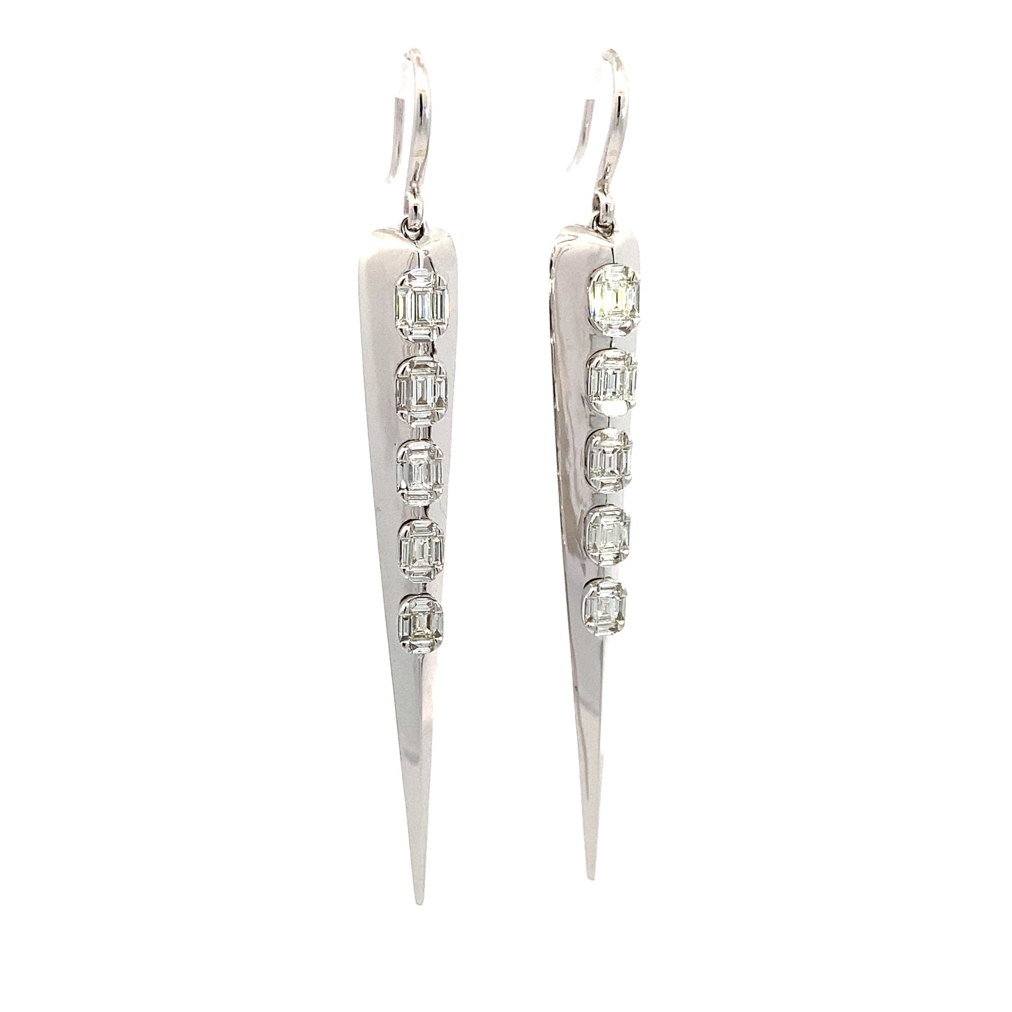 Dangle Icicle Diamond Earrings in 18K White Gold