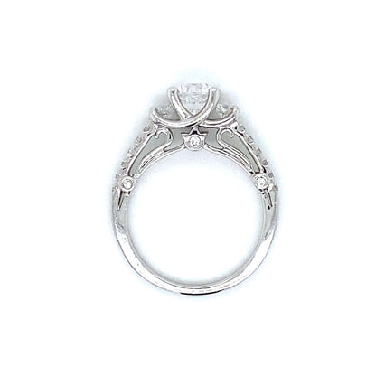 Verragio Three Stone Round & Pave Set Engagement Ring in 18K White Gold