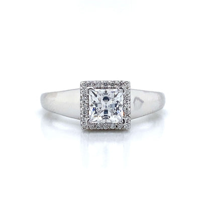 Ritani Square Halo Engagement Ring in 18K White Gold