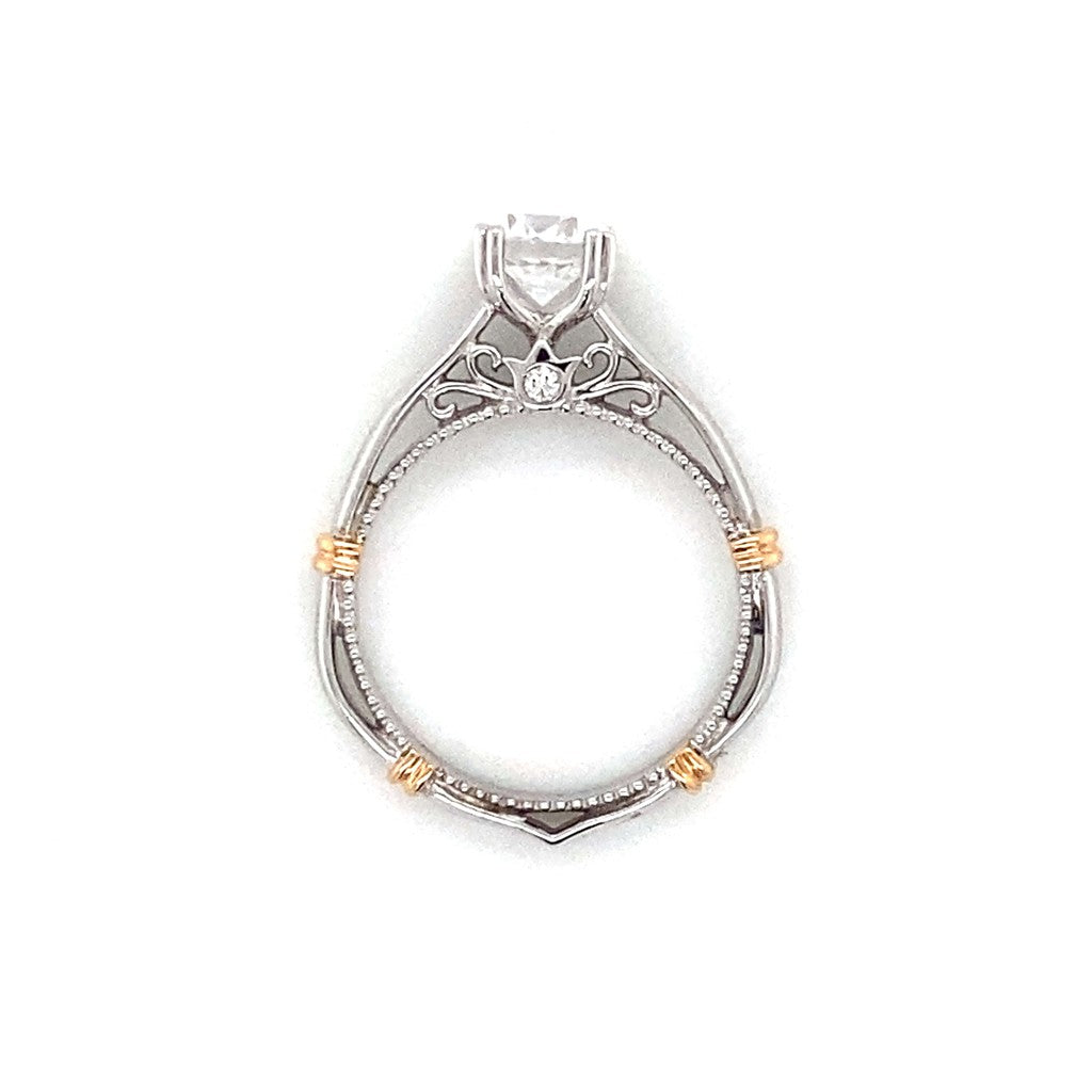 Verragio Solitaire Milgrain Engagement Ring in 18K White & Rose Gold