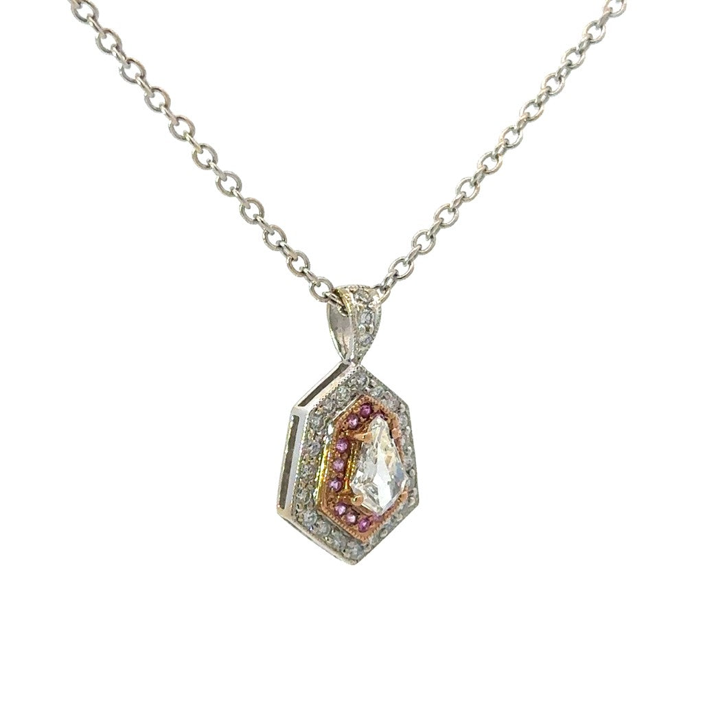 Kite Shaped Pendant in 18k White & Rose Gold