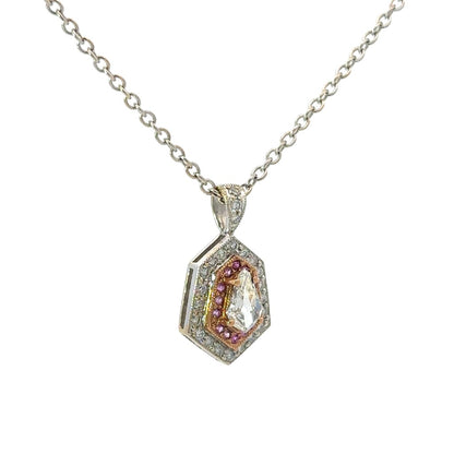 Kite Shaped Pendant in 18k White & Rose Gold