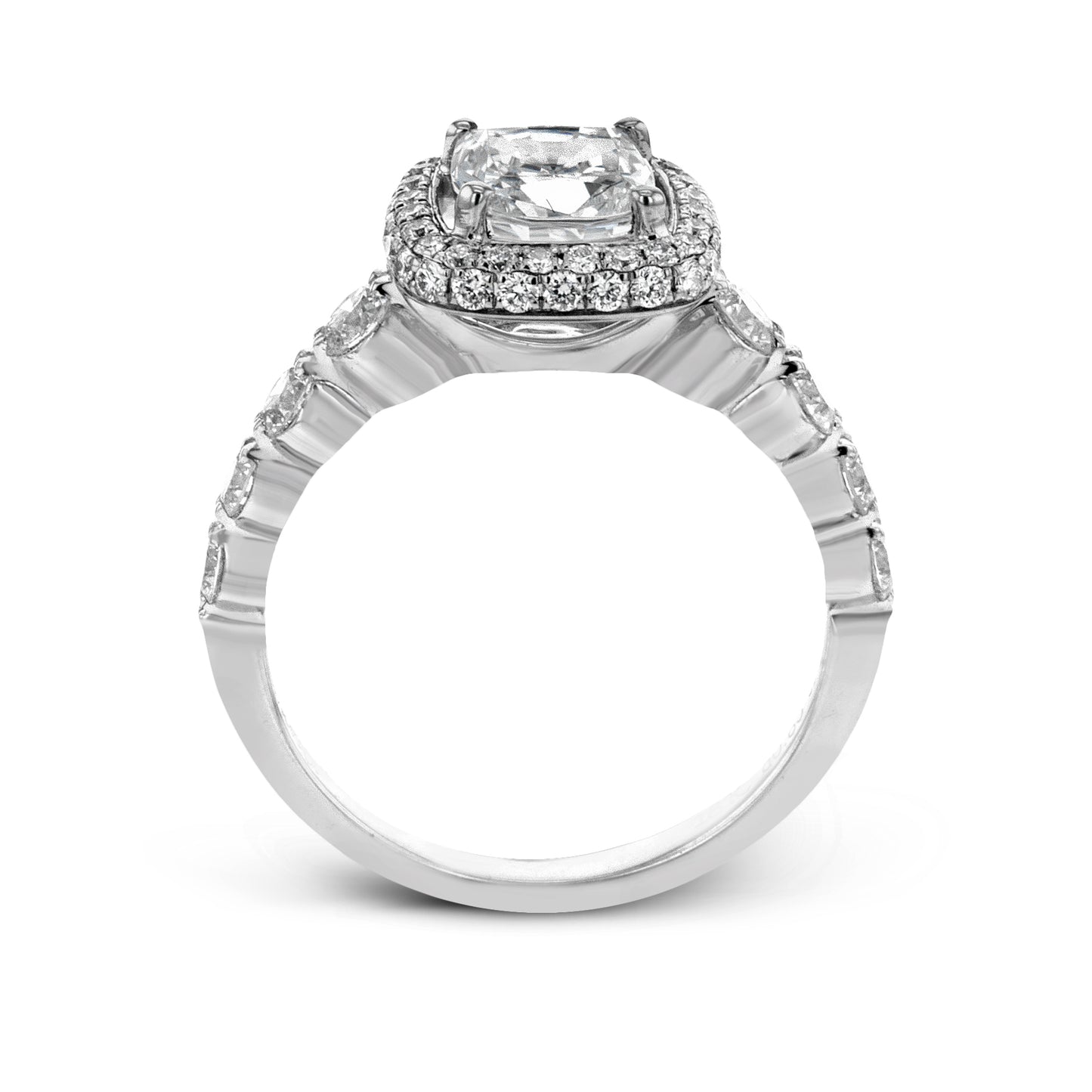 Simon G. Double Halo Pave Engagement Ring in 18K Yellow Gold