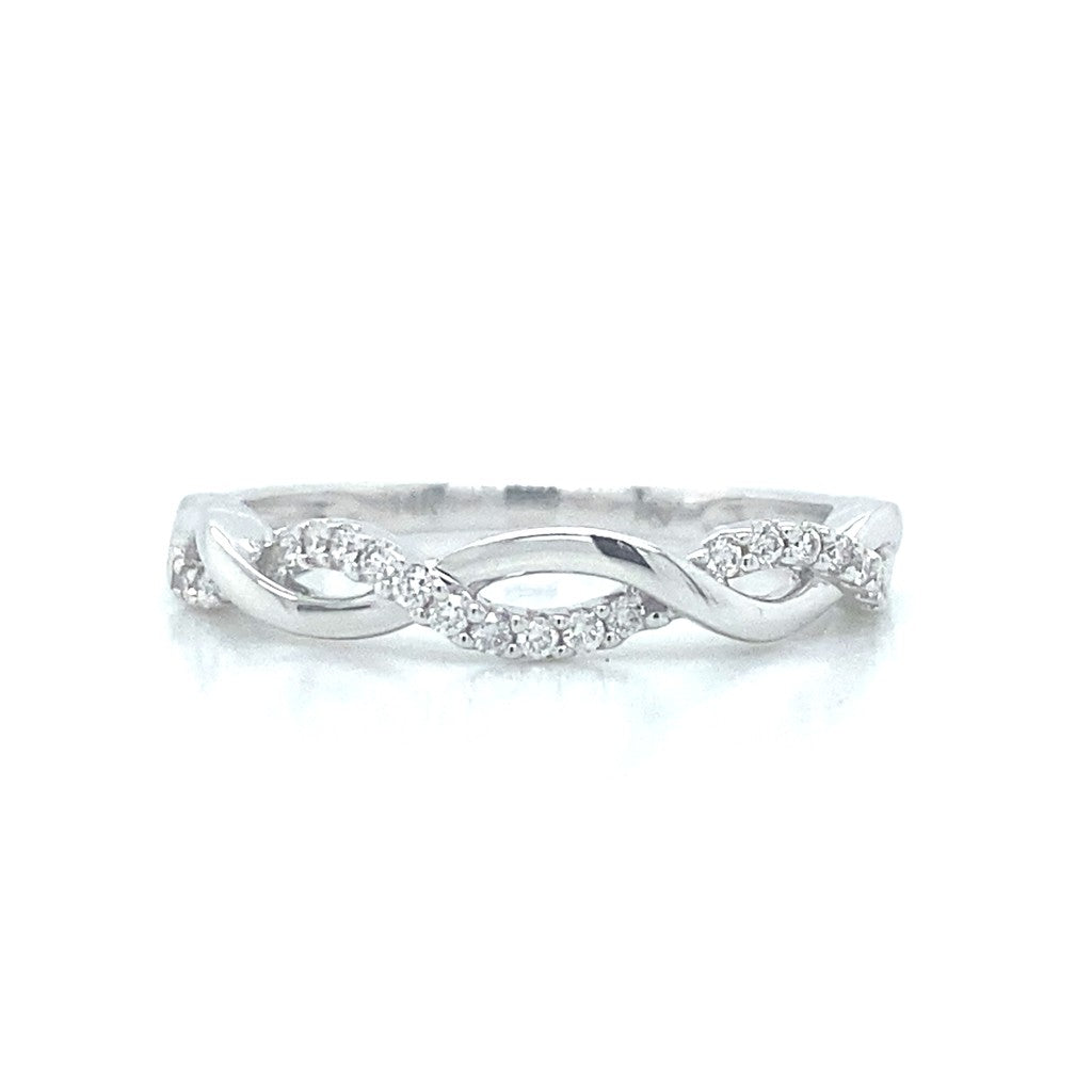 Half Eternity Twist Wedding Band in 14K White Gold